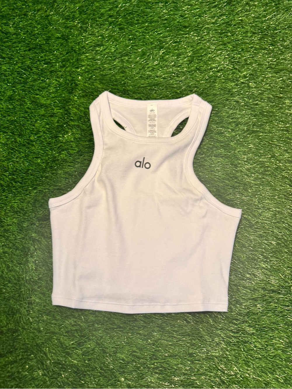 ALO Yoga White Racerback Crop Tank